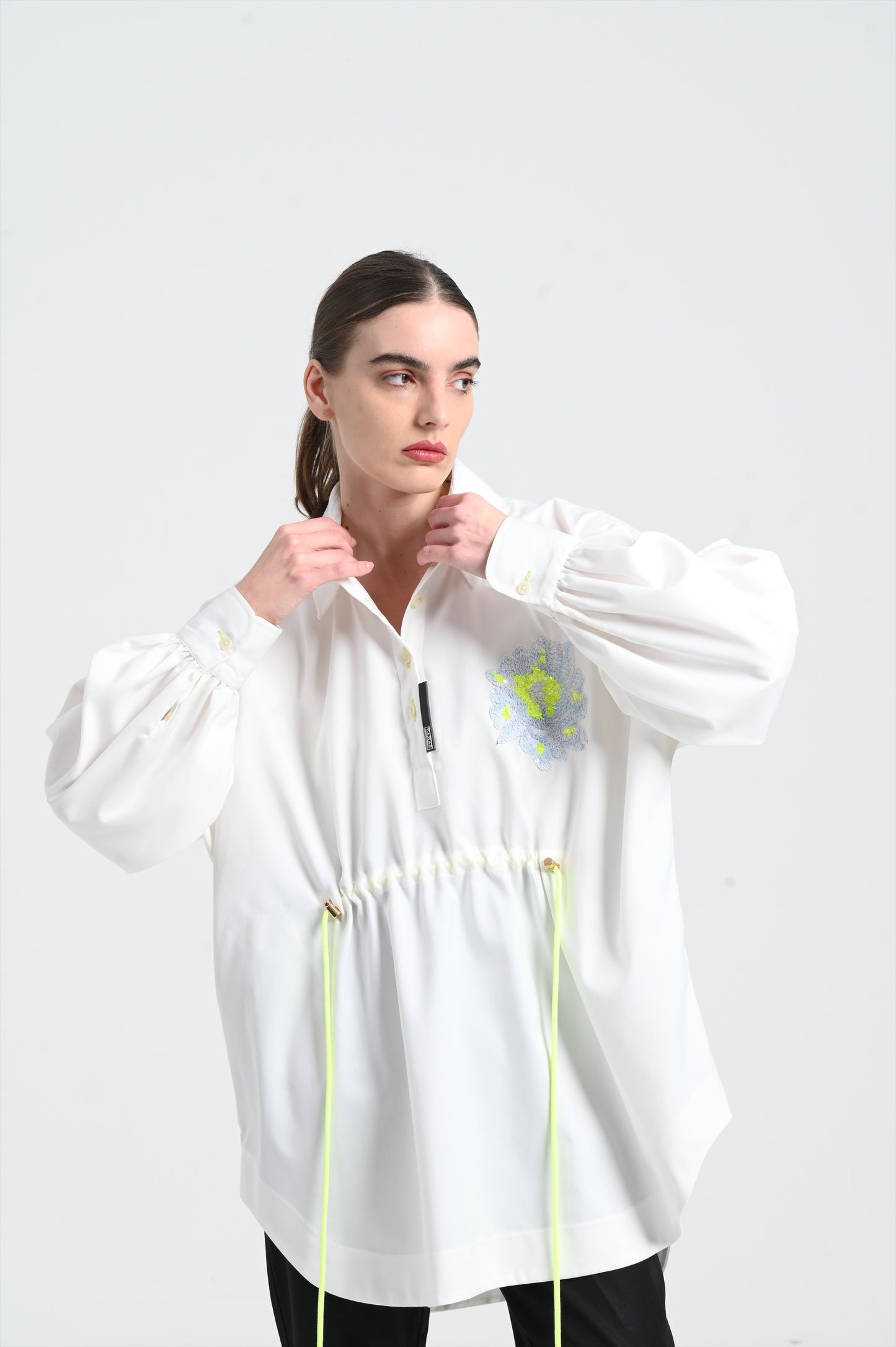 White and yellow shirt, one size