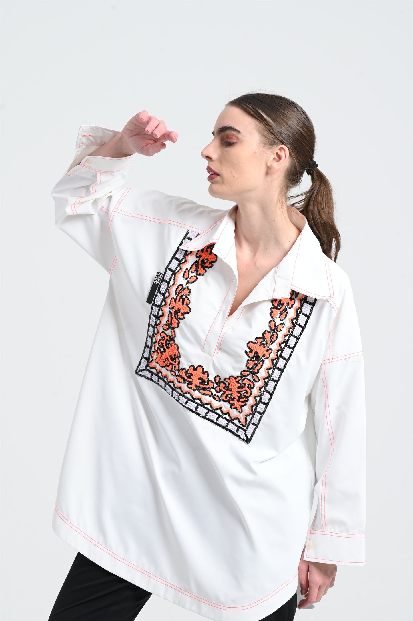 White and orange shirt, one size