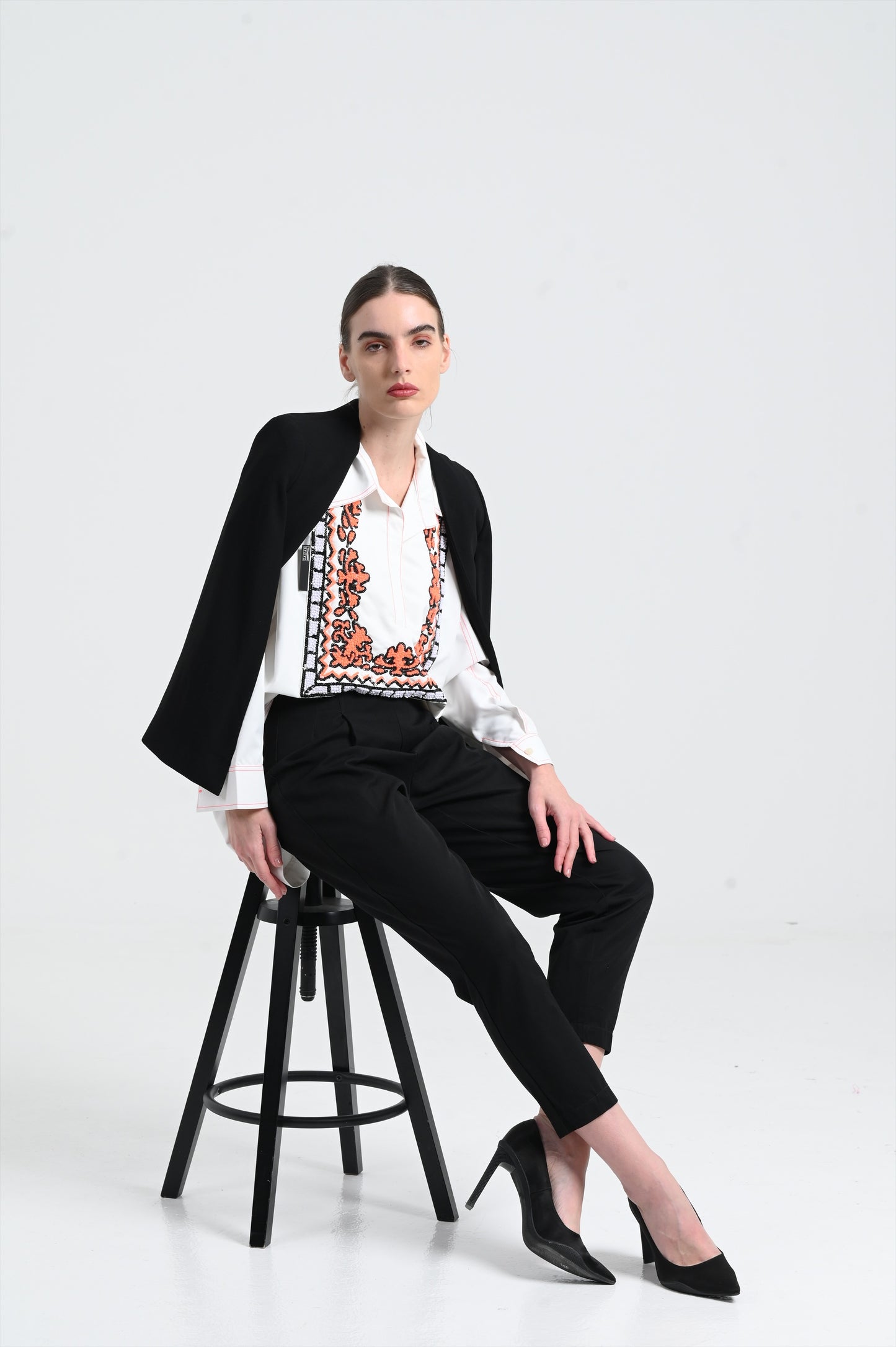 White and orange shirt, one size