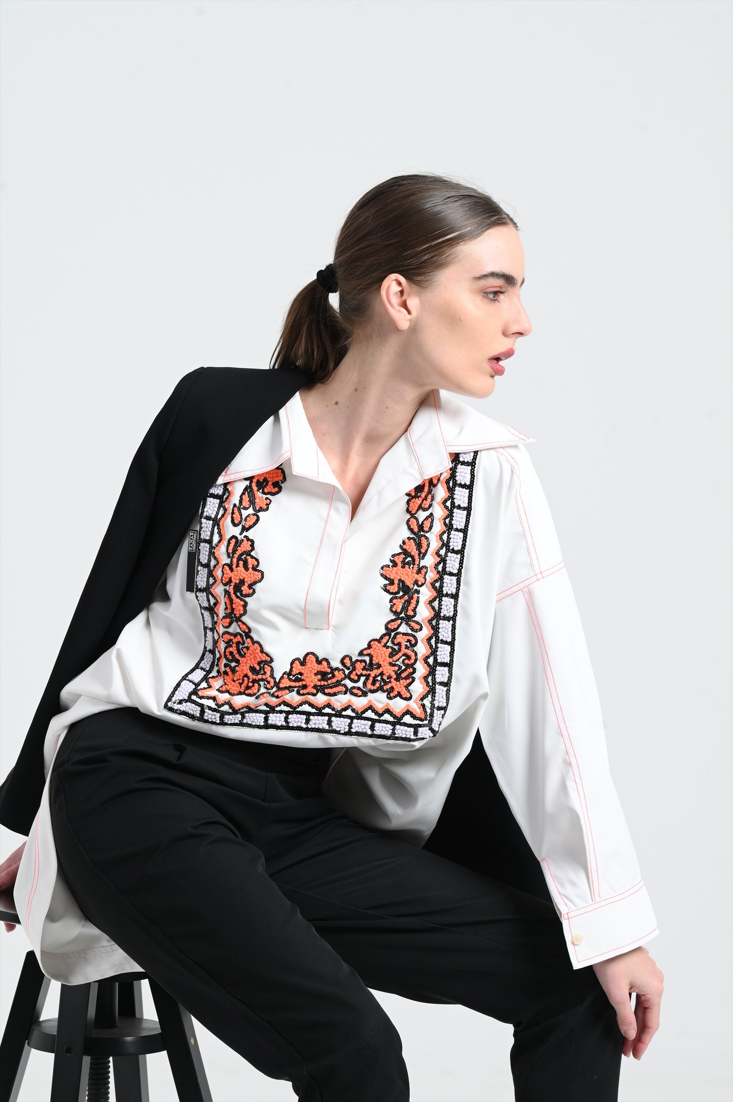 White and orange shirt, one size