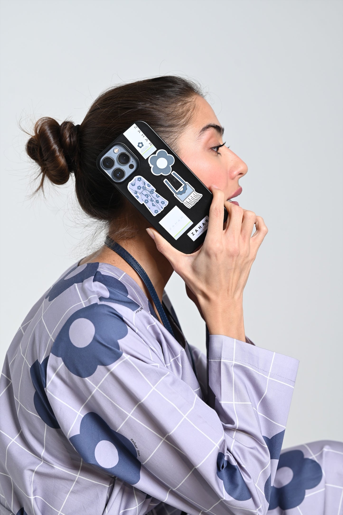 Light blue dress & leather necklace